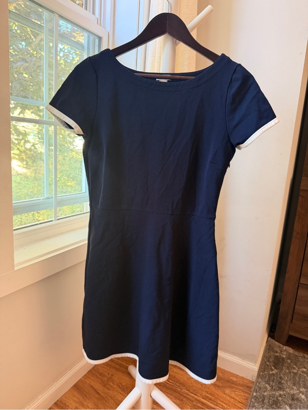 J. Crew Navy Mini Dress with White Trim